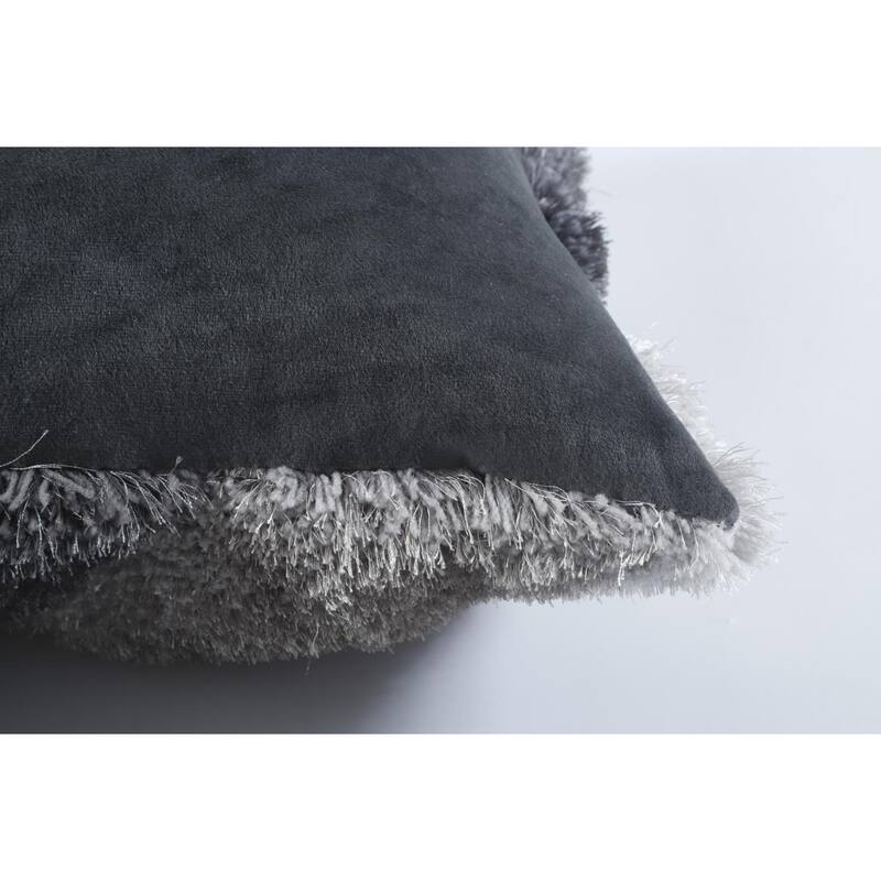 Mateos Shag Collection Geometric Shag Pillow, 20 x 20