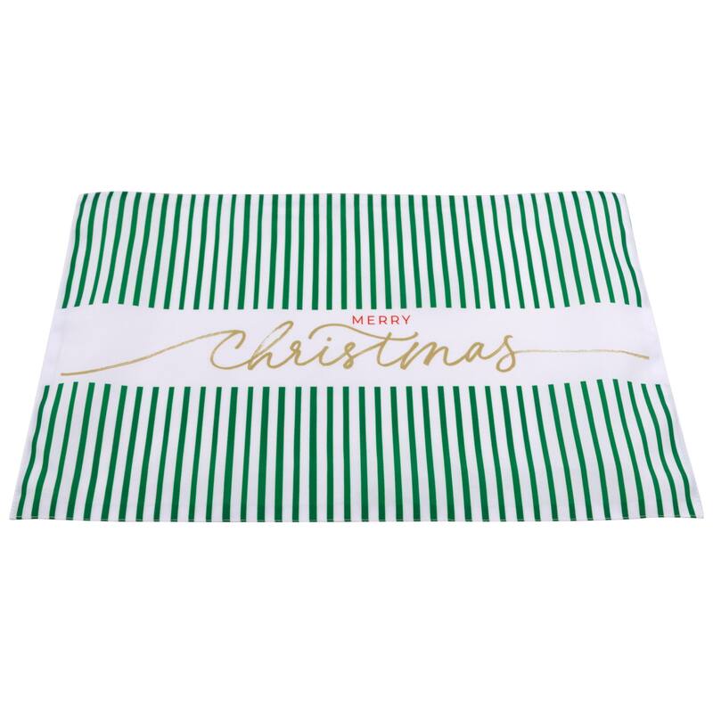 Striped Merry Christmas Rectangular Placemats - 18" - Set of 4