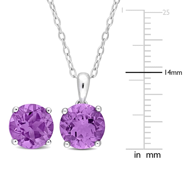 Miadora 4 1/2ct TGW Amethyst Set of Necklace and Earrings in Sterling Silver