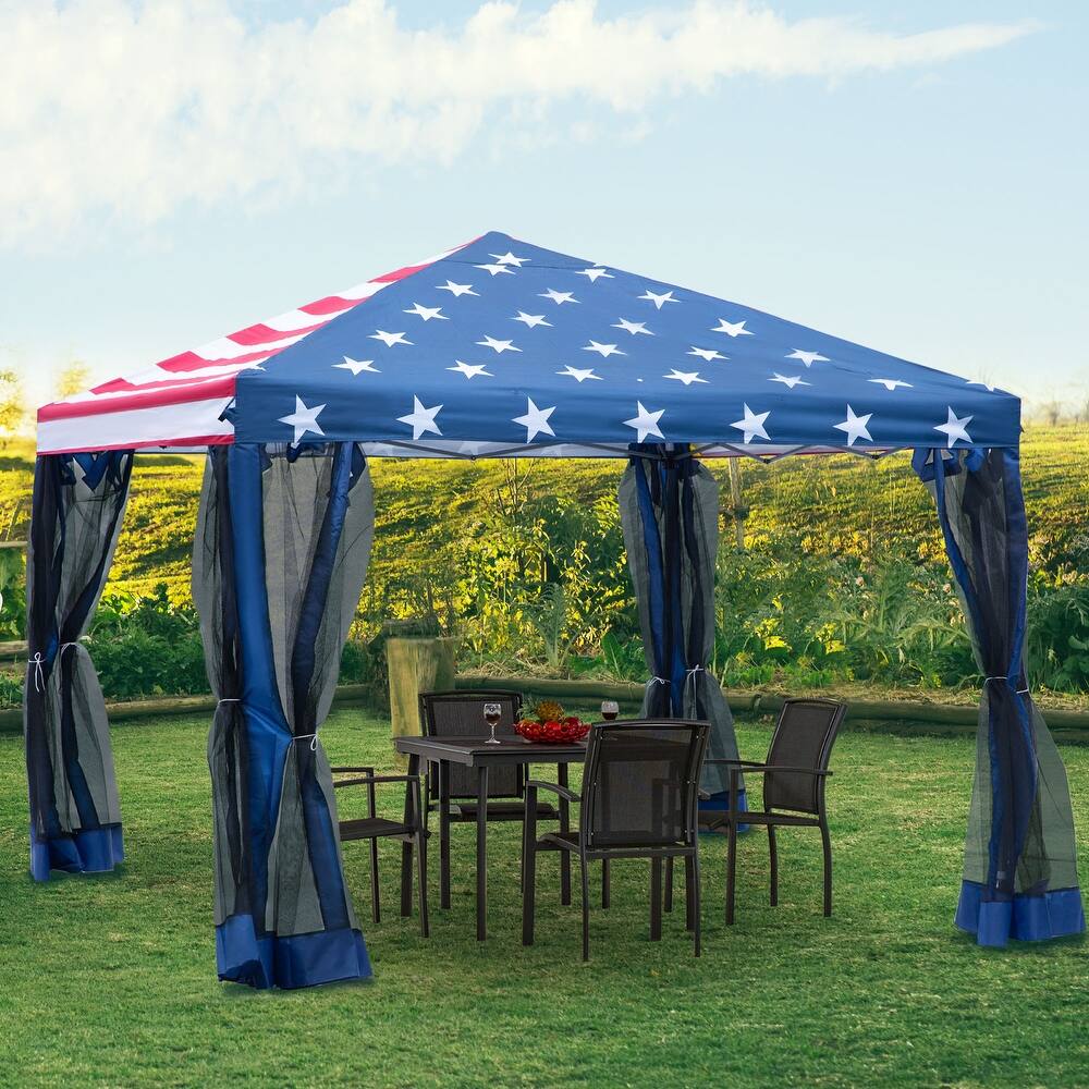Outsunny Pop-up Canopy 10' x 10' Vendor Tent w/ Removable Mesh Walls