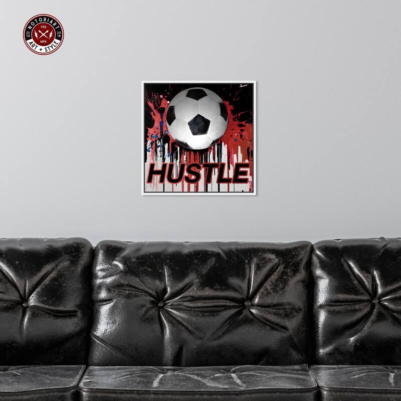 Notoriart Soccer Red Splash Framed Soccer 1 Piece Canvas Wall Art