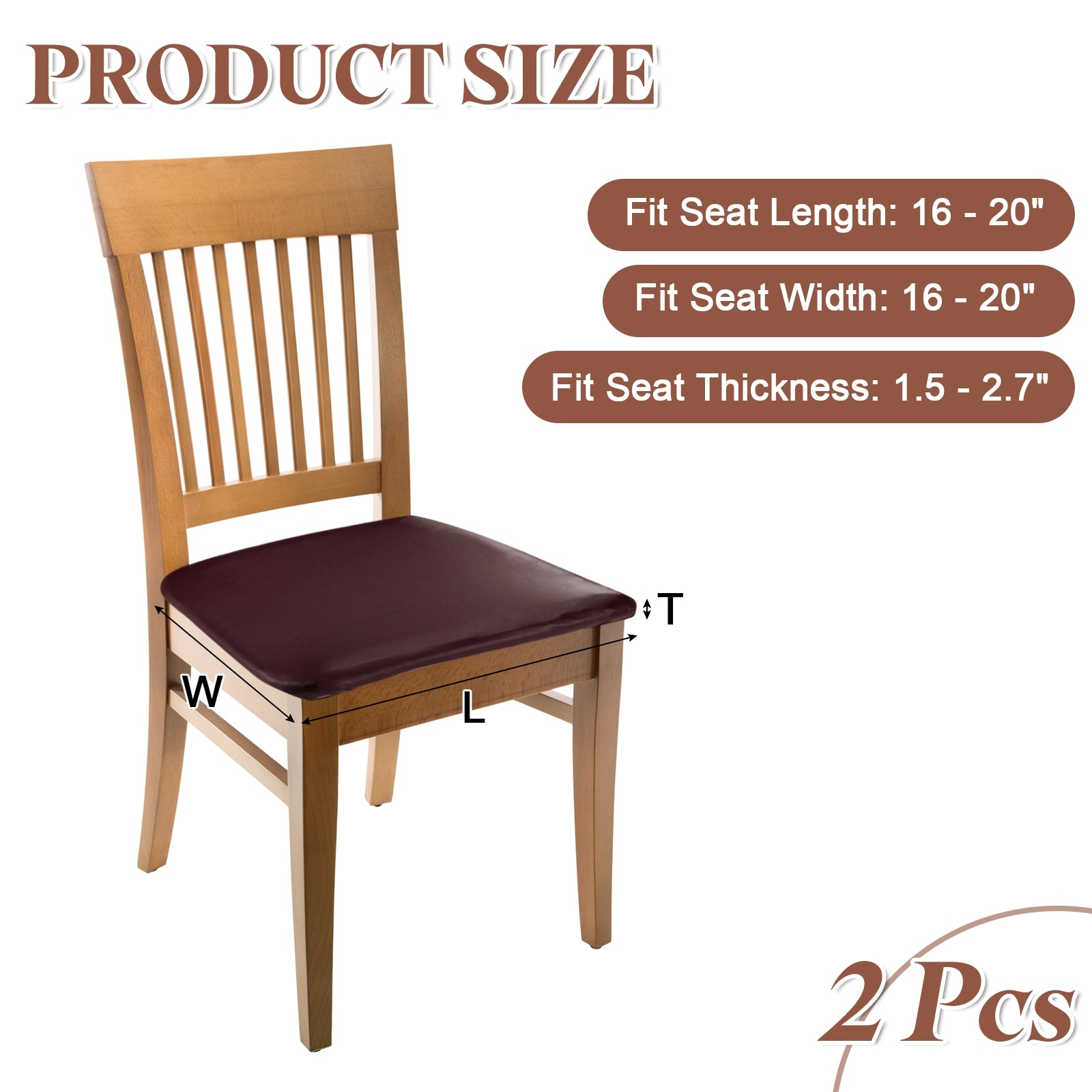 PU Dining Chair Seat Covers, Stretch Chair Cushion Slipcovers, Waterproof Seat Protector for Dining Room