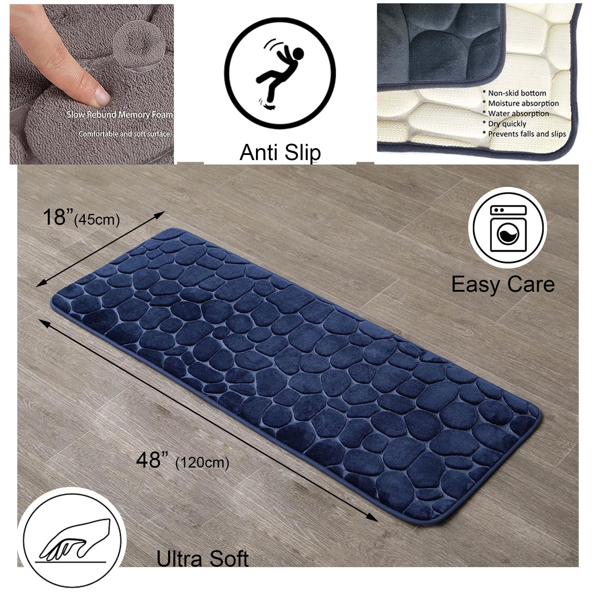 Bath Rug Runner Mat Memory Foam 3D Pebble 48L x 18W - On Sale - Bed Bath  & Beyond - 35429642