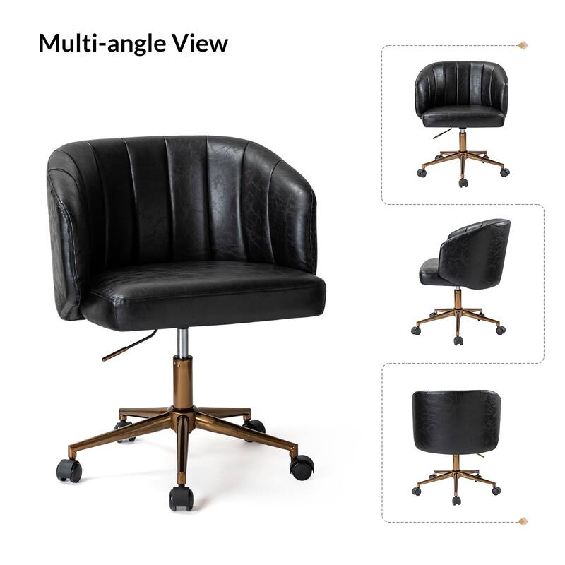 Gia Mid-century Modern Vegan Leather Ergonomic Office Chair by HULALA HOME