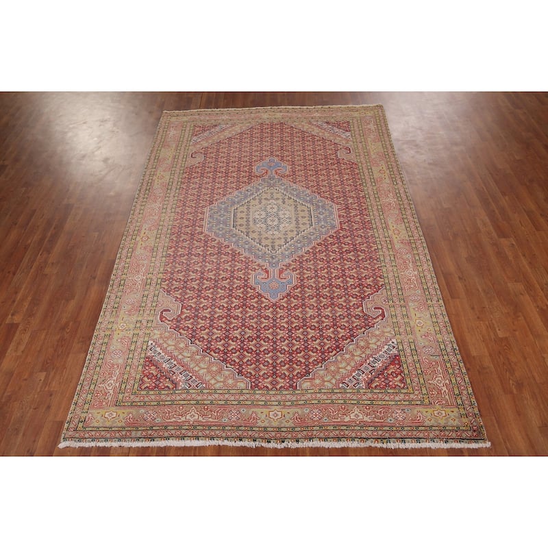 Geometric Tabriz Vintage Persian Area Rug Handmade Wool Carpet - 6'4" x 9'6"