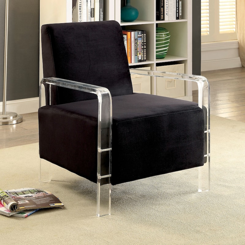 Fall Contemporary Flannelette Padded Accent Chair by Furniture of America - Black