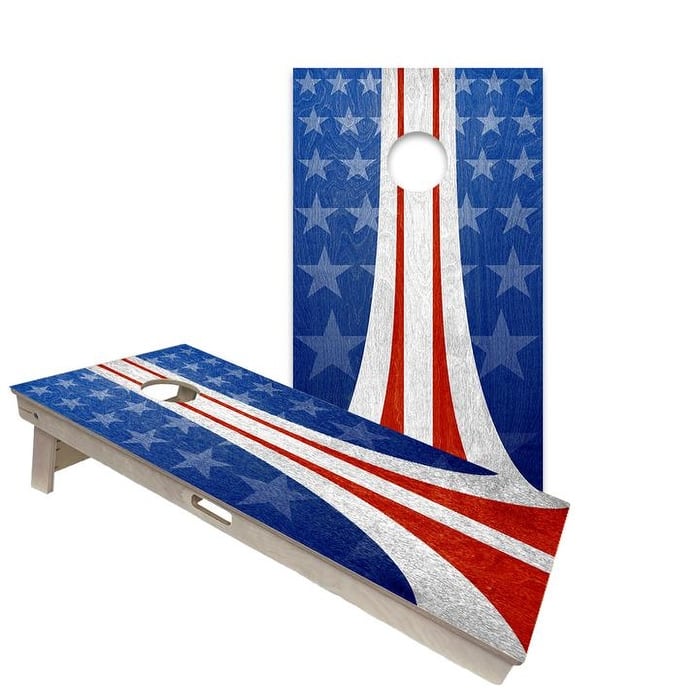 Vintage Patriotic with Curved Stripes Regulation 2x4 Cornhole Board Set