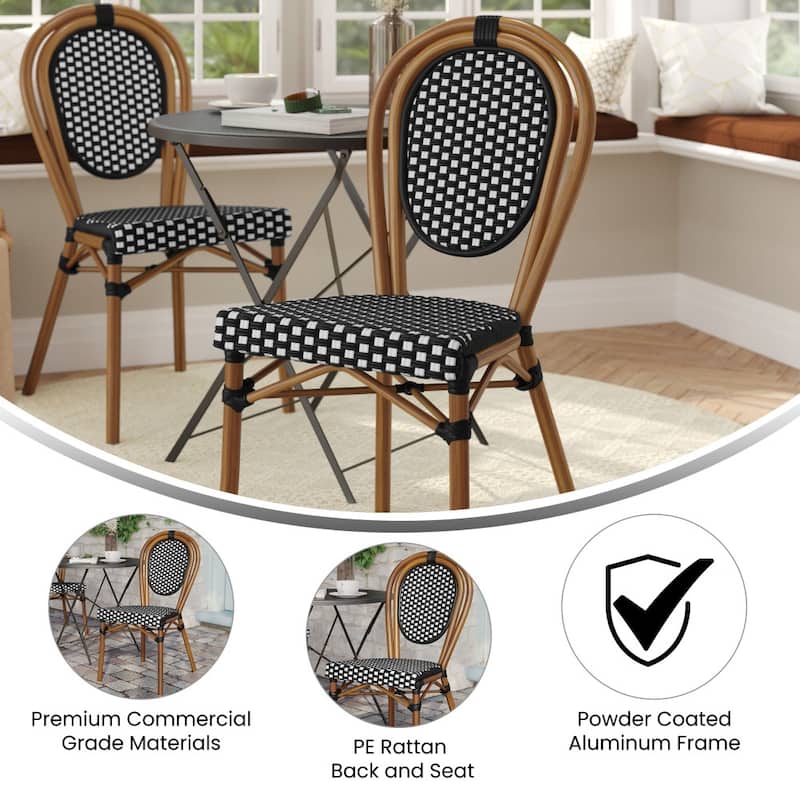All-Weather Commercial Paris Chair with Black Metal Frame