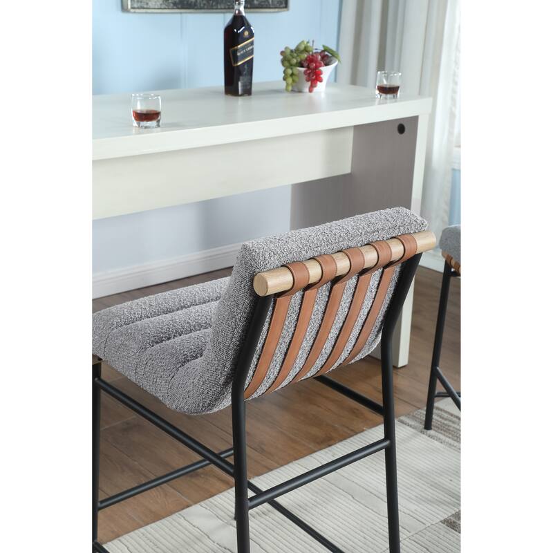 17.75" Gray Boucle Fabric Counter Height Chair in Grey