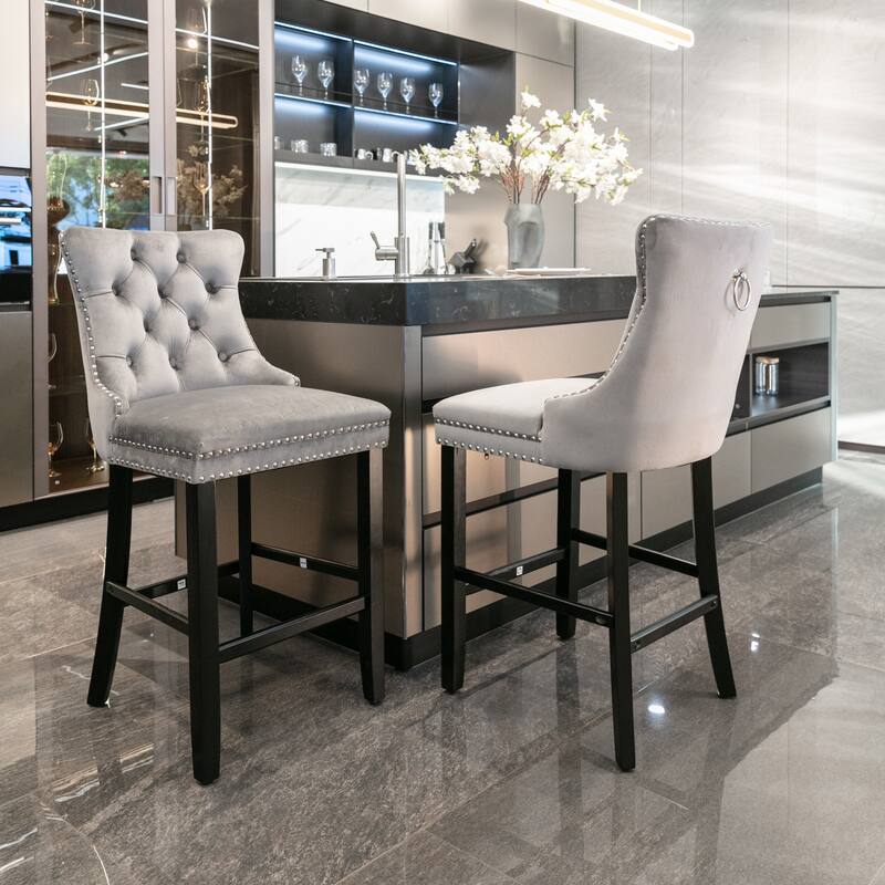 Leisure Style Bar Chairs,Set of 2 - Grey
