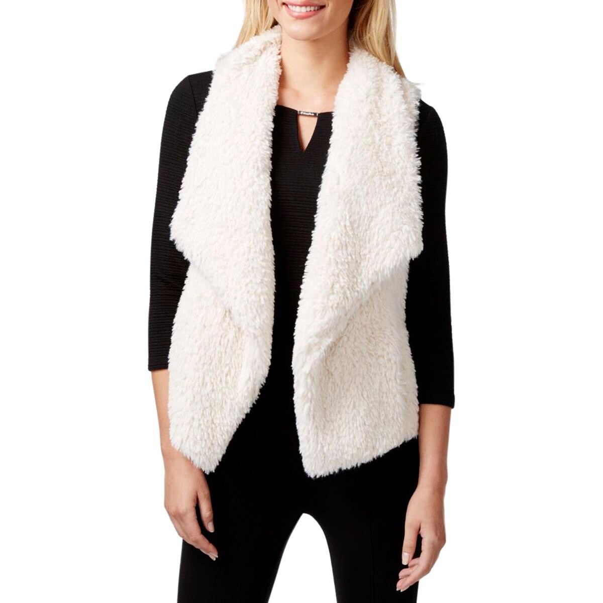 calvin klein faux fur vests