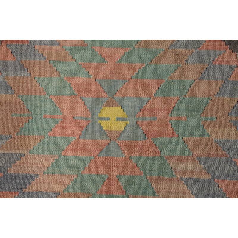 Hand Woven Oriental 100% Wool Carpet Southwestern Tribal Coral Kilim Area Rug - 7' 1'' X 5' 8''