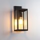 preview thumbnail 7 of 10, 14.8"H Outdoor Black Modern Exterior Wall Lantern Sconce Light with Clear Glass Panels