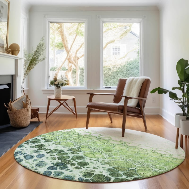 Premium Washable Super Soft Abstract Ombre Mayfield Rug - Aloe - 8' x 8'