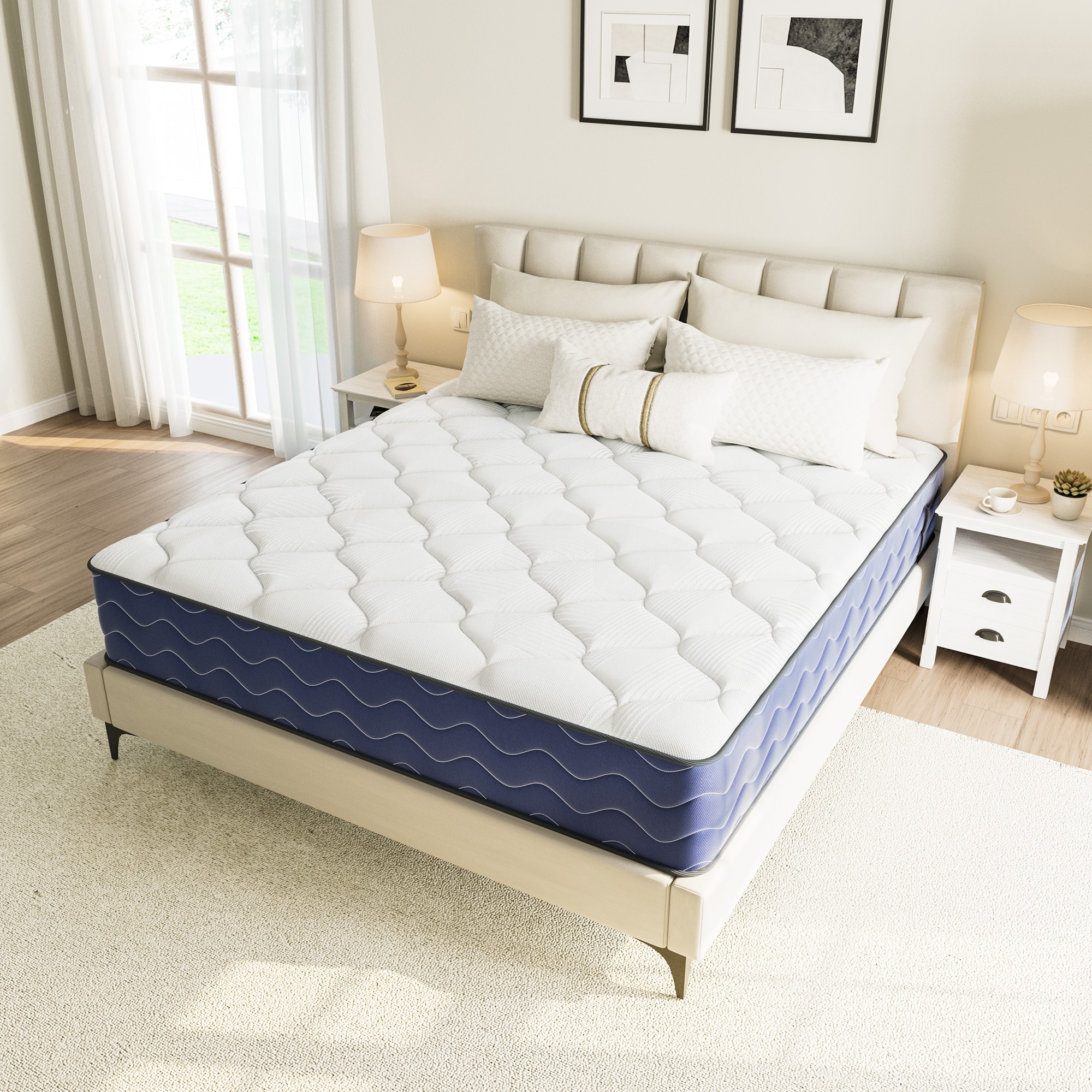 SweDrea 8/12 in. Firm Hybrid Mattress Cooling and Breathable with CertiPUR-US, SGS and OEKO-TEX