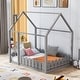 preview thumbnail 7 of 16, Merax Full Size House Bed Frame with Fence Grey