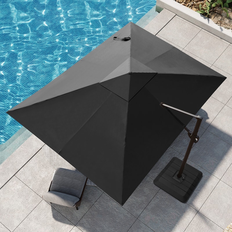 Pellebant 9 FT x 12 FT Outdoor Patio Cantilever-Offset Umbrella with Premium Base Stand - Black