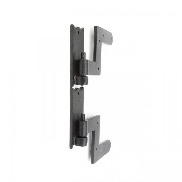 Black Wrought Iron Shutter Hinges Pair Reversible Rustproof RSF Finish With Mounting Screws Included 