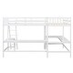 preview thumbnail 4 of 10, Wood Twin Size L-Shaped Loft Bed with Ladder and 2 Built-in L-Shaped Desks, White