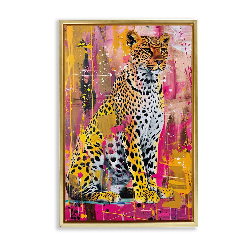 Stupell Urban Abstraction Cheetah Framed Floater Canvas Wall Art Design By LSR Design Studio - 17 x 25 - Gold