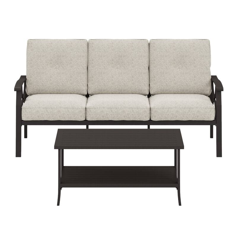 Outdoor Patio Furniture Set, Outdoor Metal Sectional Furniture with Cushions, Outdoor Conversation Seating Set with Coffee Table