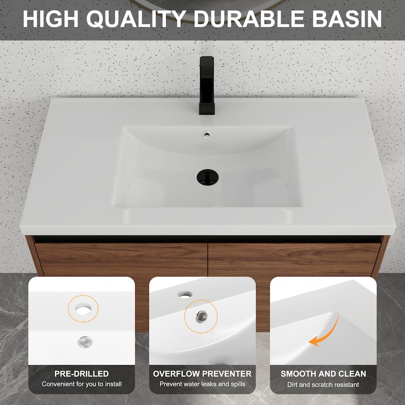 Bathroom Vanity With Sink In 16/20/24/30/36 Inch, Floating Bathroom Vanity With Soft Close Door