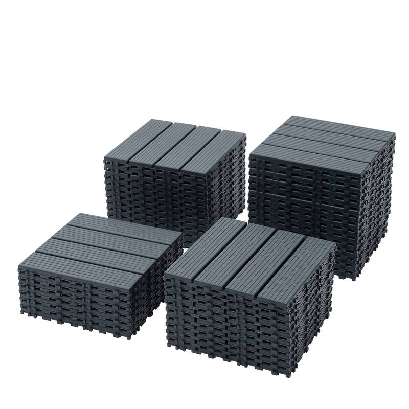 44-Pack 12"x12" Interlocking Deck Tiles, Waterproof Outdoor Patio Tiles for Pool & Balcony - 44PCS