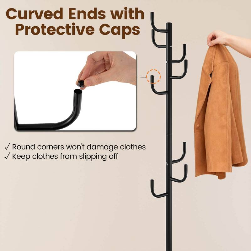 Costway Metal Coat Rack Hat Hanger Hooks Hall Entryway For Jacket