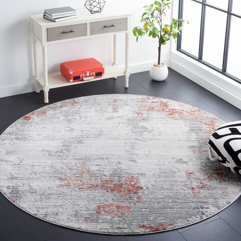 SAFAVIEH Invista Lourdes Modern Abstract Rug - 6'7" Round - Grey/Light Grey