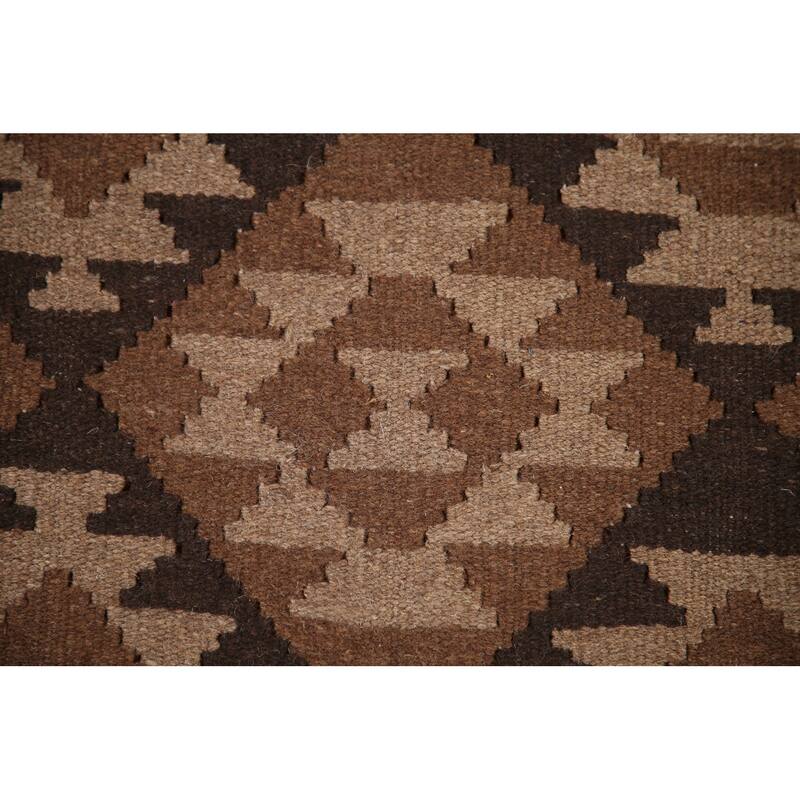 Geometric Kilim Oriental Area Rug Hand-woven Wool Carpet - 6'9"x 9'9"