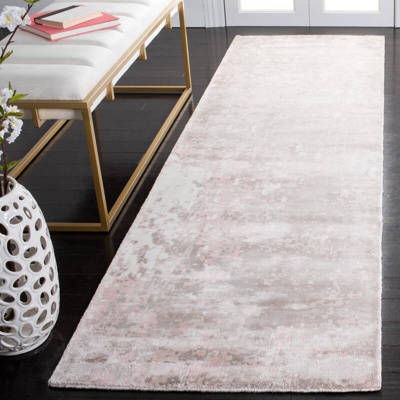 SAFAVIEH Handmade Mirage Selvie Modern Abstract Viscose Rug - 2'6" x 9' Runner - Pink