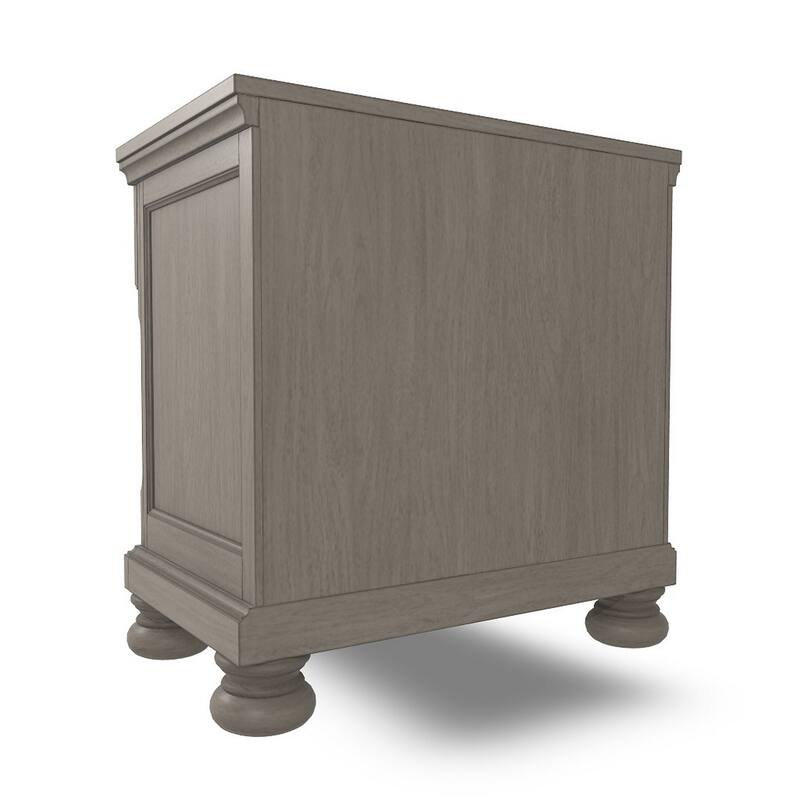 Ryno Nightstand, 2 Drawers, Pull Out Tray, Nickel Round Knobs, Gray