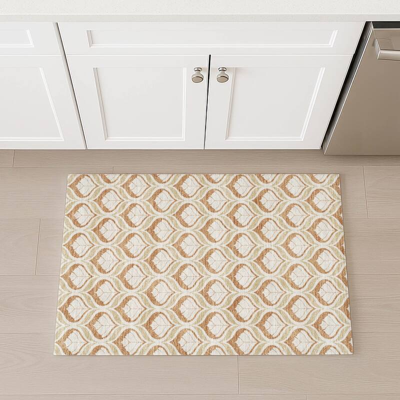 Machine Washable Indoor/ Outdoor Modern Trellis Chantille Rug