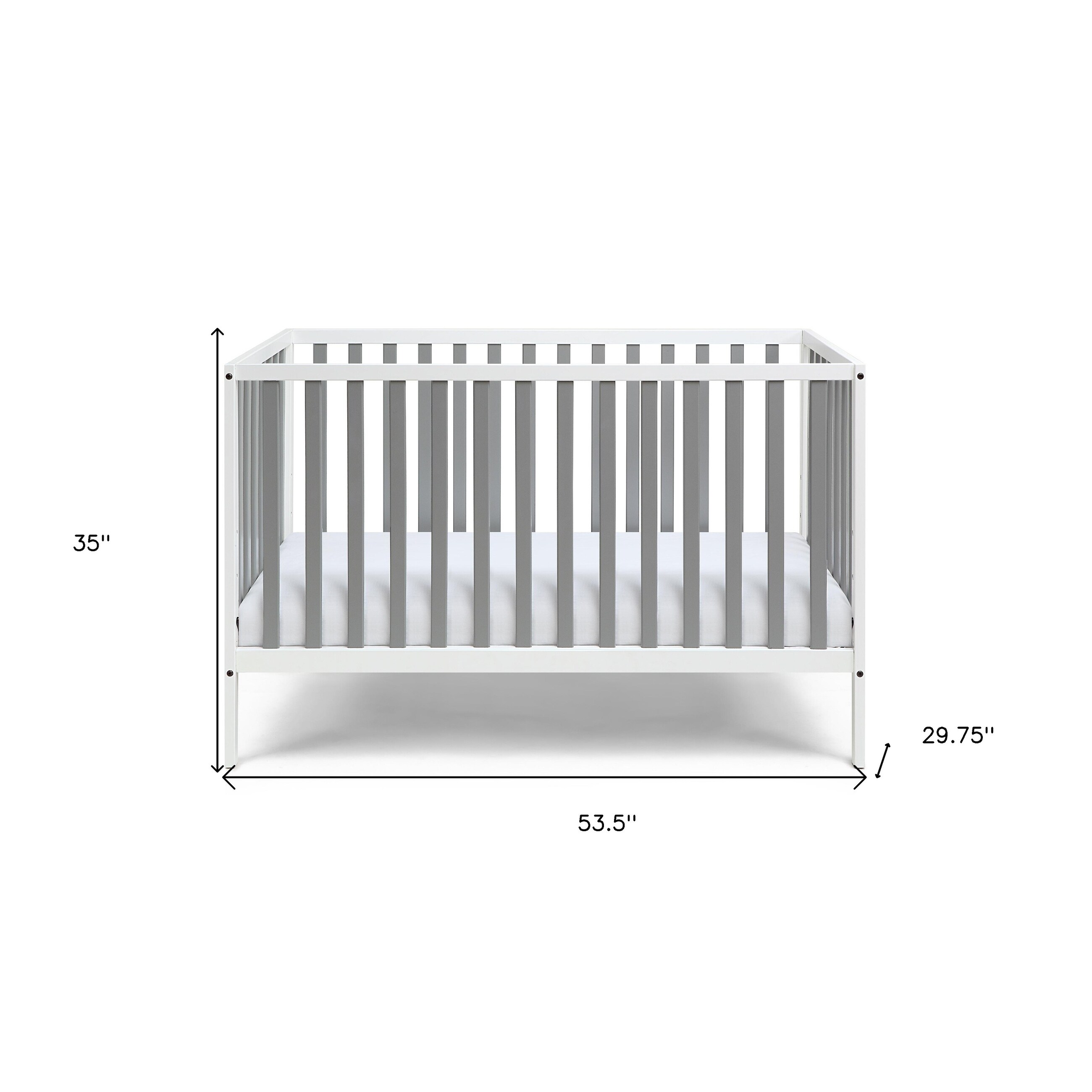 HomeRoots Gray and White Solid and Manufactured Wood Standard Three In One Convertible Crib 53.5 Bed Bath Beyond 38445983