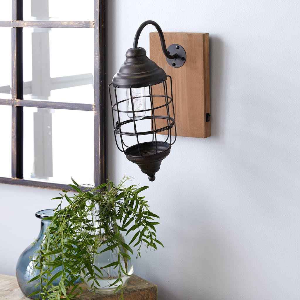 Black Metal Industrial Wall Sconce 15 x 6 x 11 - 6 x 11 x 15
