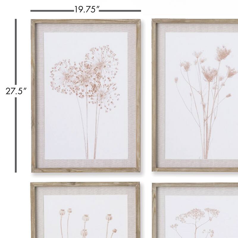 stylized botanical prints, set of 4