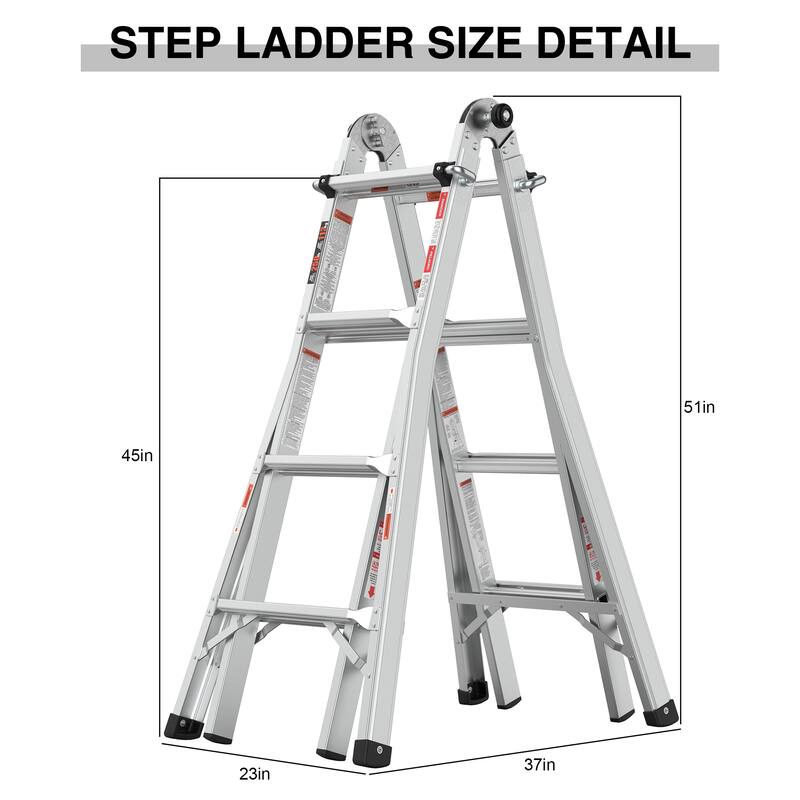 17ft Multi-Position Foldable Aluminum Ladder