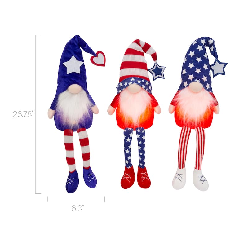 26.7 Pre Lit Plush Patriotic Gnomes