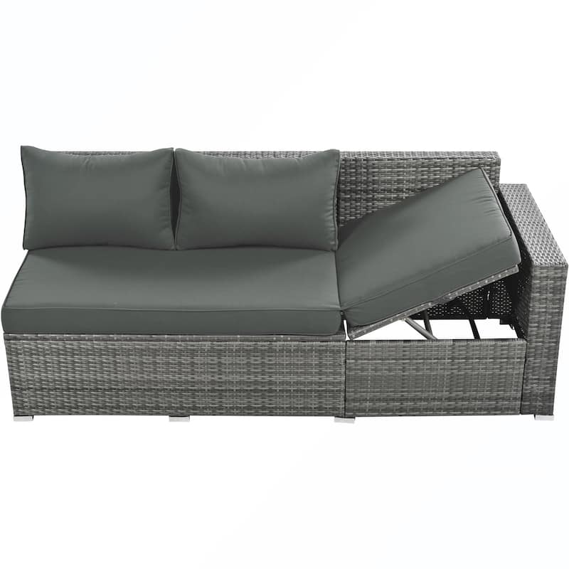 6PCS PE Rattan Sofa Set With Storage Box