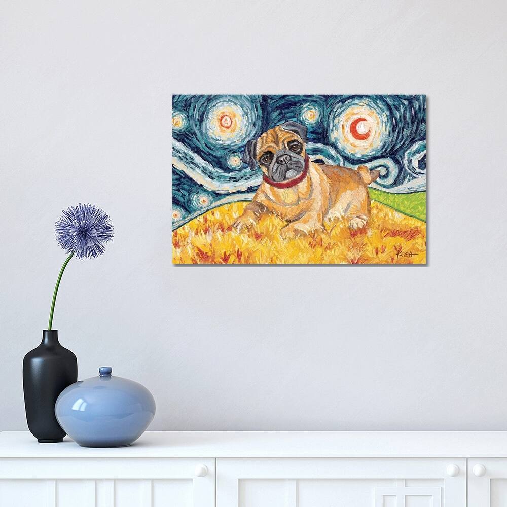 iCanvas "Pug On A Starry Night" by Gretchen Kish Serrano Canvas Print