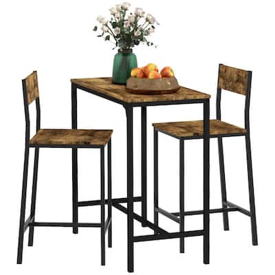 Modern 3-Piece Dining Set with Rectangular Counter Height Table & 2 Open Back Chairs