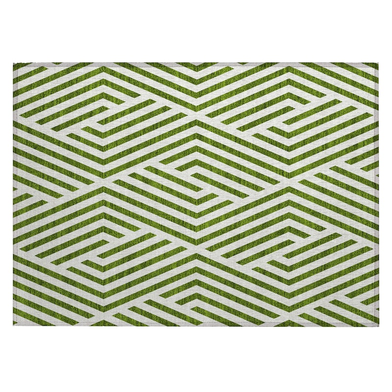 Machine Washable Indoor/ Outdoor Modern Diamonds Chantille Rug
