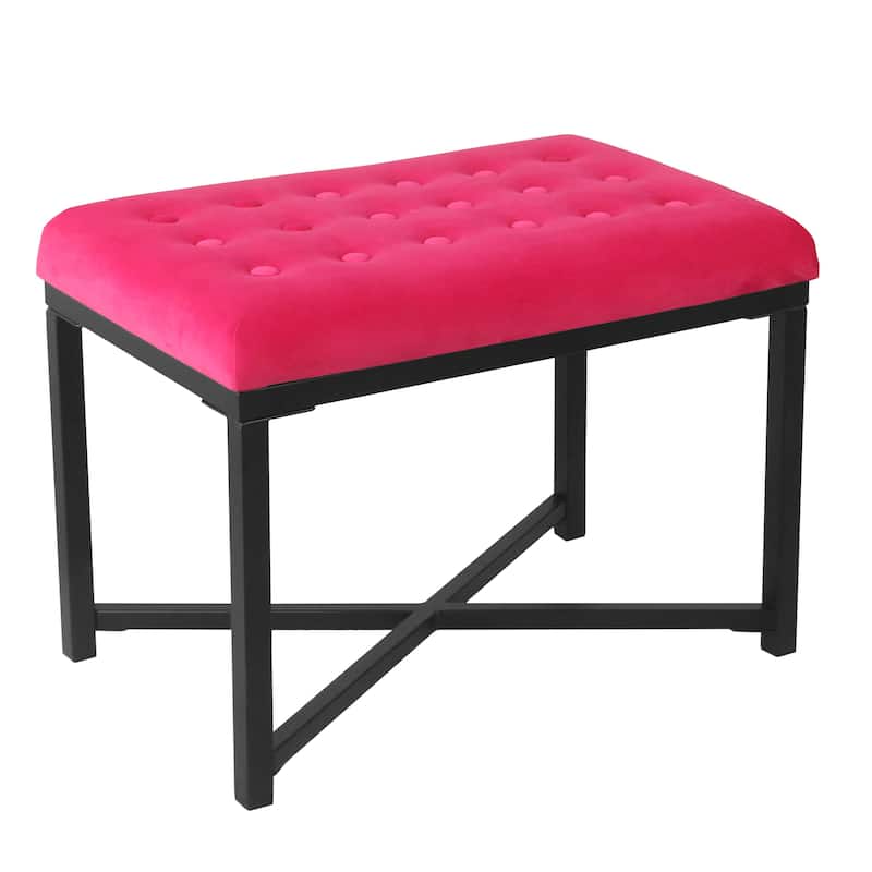 Silver Orchid Sid Velvet Tufted Ottoman