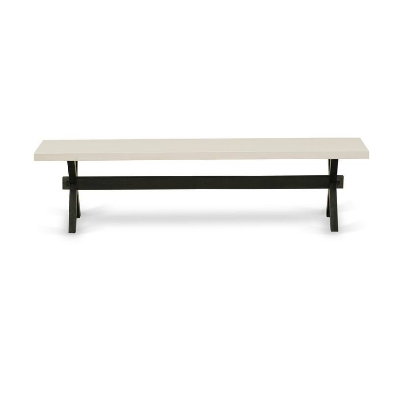 East West Furniture X-Style Modern Dining Bench with Wooden Seat, 72x15x18 Inch, Multi-Color (Finish Options)