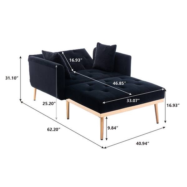 Velvet Chaise Lounges, Modern Tufted 2 in 1 Chaise Lounge Chair Indoor ...