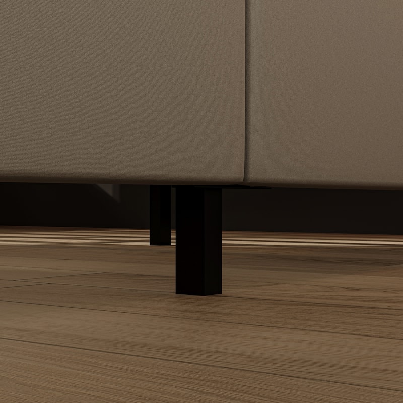 King Size Light Gray Velvet Platform Bed with 46.9" Tall Wingback Headboard & High Footboard Upholstered Bed Frame