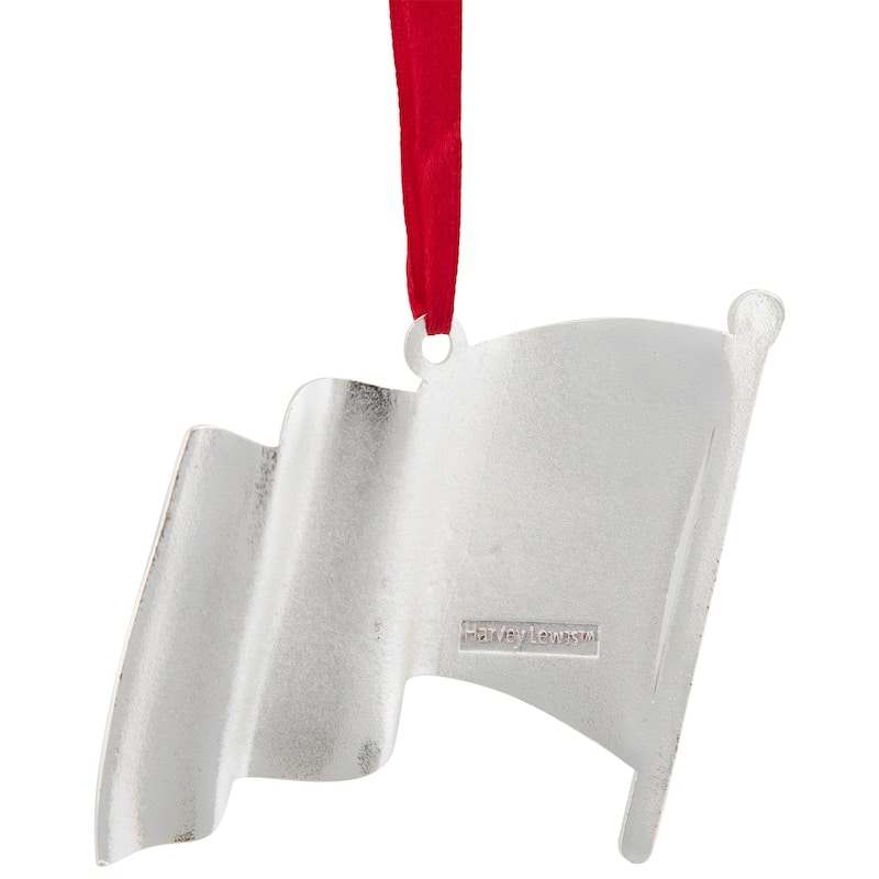 3.25" Silver Plated American Flag European Crystals Christmas Ornament