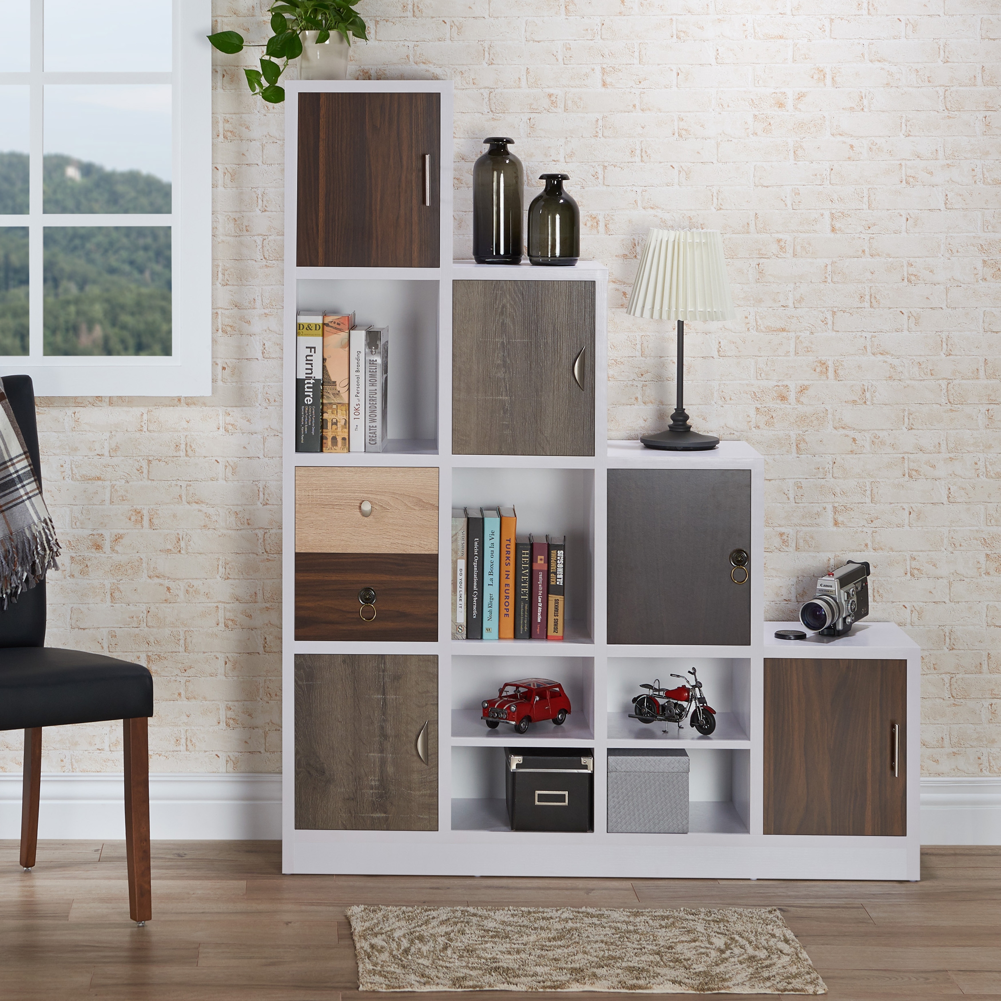 Furniture of America Arla Contemporary White 6-Shelf Staircase Bookcase