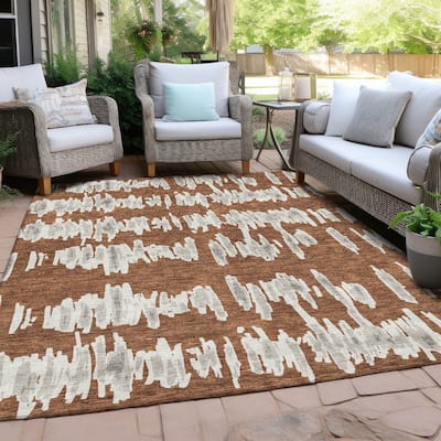Machine Washable Indoor/ Outdoor Chantille Abstract Contemporary Rug