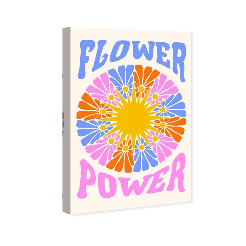 Wynwood Studio Canvas Typography and Quotes Flower Power Colorful Purple and Wall Art Canvas Print